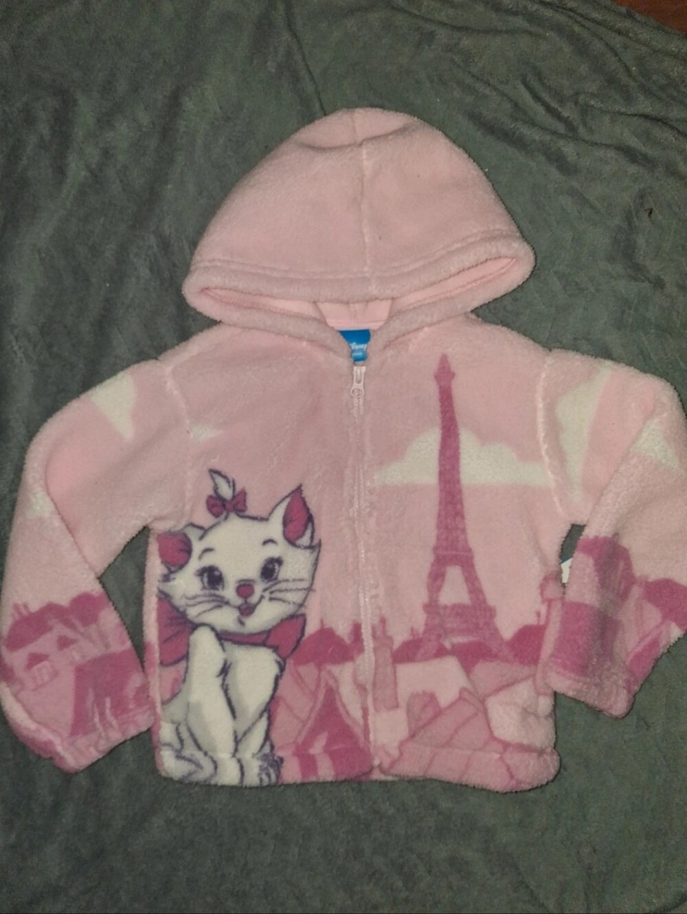 Disney Pink Hooded Fleece Jacket with Kitty and Eiffel Tower